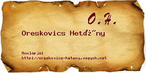 Oreskovics Hetény névjegykártya